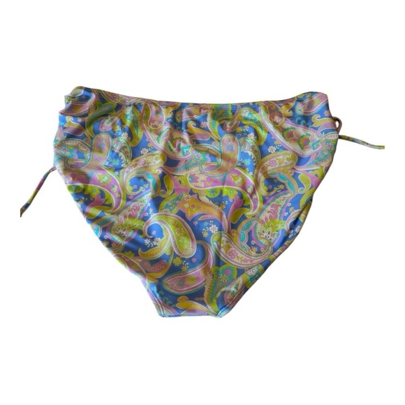 California High Waist Drawstring Full Bottom Pastel Paisley Swim Separate Size 3 - Picture 12 of 16